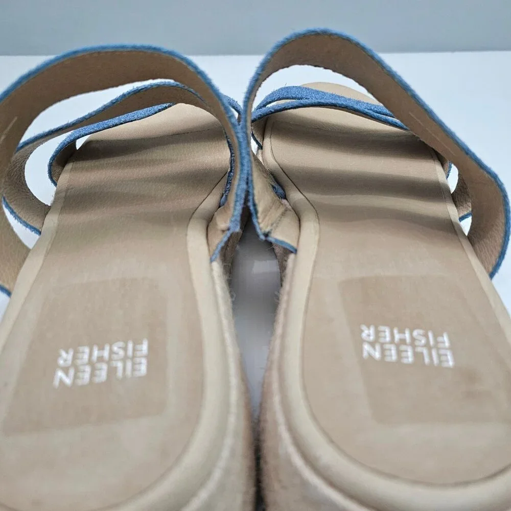 Eileen Fisher Mayla Espadrille Sandal Womens 10 Denim Jute Platform Slide